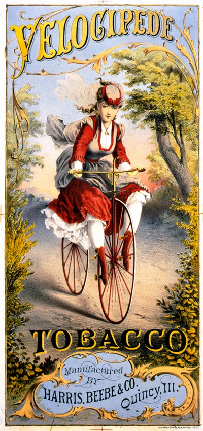 Reklama magazynu tytoniowego Velocipede autorstwa American School