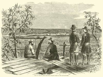 Widok na Atlantę ze stacji sygnalizacyjnej na północ od Chattahoochee, lipiec 1864 r. autorstwa American School