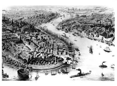 Widok na Manhattan i East River Bay autorstwa American School
