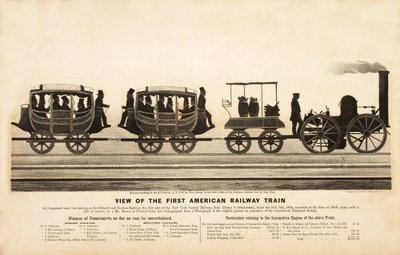 Widok na pierwszy amerykański pociąg kolejowy, wyd. 1865 autorstwa American School