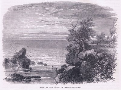 Widok na wybrzeże Massachusetts 1644, ilustracja z pubu Cassell