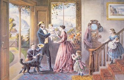 „Witaj w domu, ojcze”, wydane przez Currier & Ives autorstwa American School