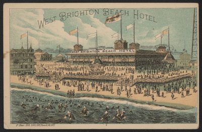 West Brighton Beach Hotel, USA (kolorowy grawerunek) autorstwa American School