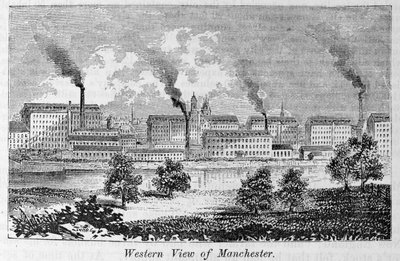 Western View of Manchester, z „Nasz cały kraj: przeszłość i teraźniejszość Stanów Zjednoczonych, historyczna i opisowa”, John Warner Barber i Henry Hare, 1861 autorstwa American School