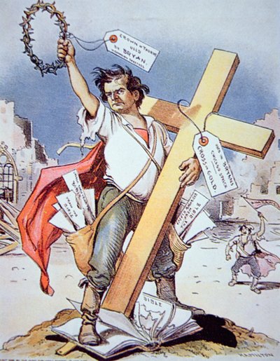 William Jennings Bryan (1860-1925) przemawiający na Konwencji Demokratów w Chicago autorstwa American School