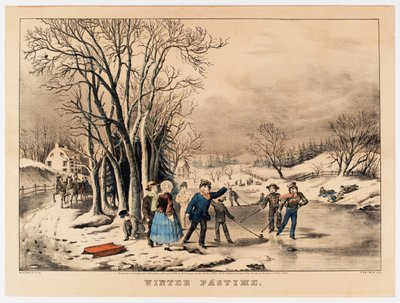 Zimowa rozrywka, ok. 1800-10 (litografia kolorowa) autorstwa American School