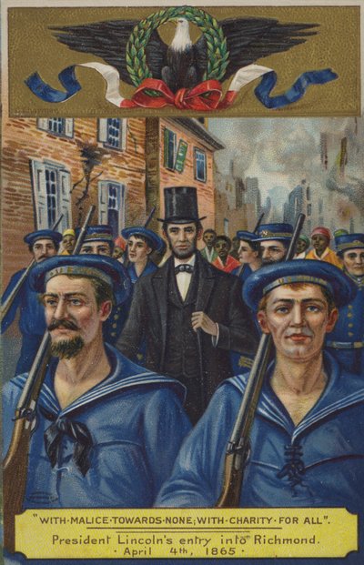 Ze złością do nikogo; z miłością dla wszystkich. Wejście prezydenta Lincolna do Richmond, 4 kwietnia 1865 r. autorstwa American School