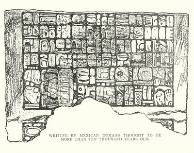 Pismo meksykańskich Indian, którego wiek szacuje się na ponad 10 000 lat (litografia) autorstwa American School