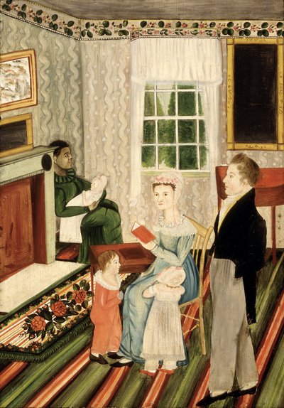 York, Pensylwania Rodzina z murzyńskim służącym, ok. 1828 (olej na panelu) autorstwa American School