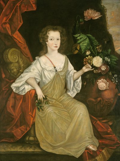 Młoda kobieta z motylem, ok. 1710 (olej na płótnie) autorstwa American School