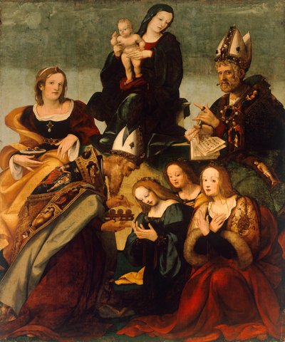 Madonna z Dzieciątkiem i świętymi Grzegorzem Wielkim (obraz) autorstwa Amico Aspertini