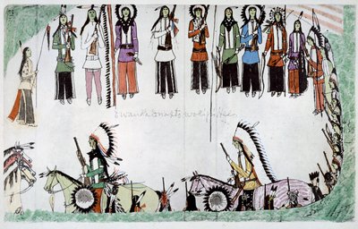 „Wygładzanie tańca w miejscu”, c1889-1913 autorstwa Amos Bad Heart Buffalo