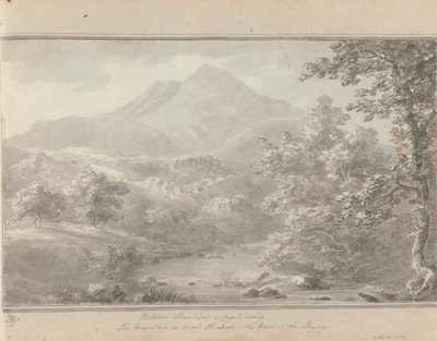 Widoki w Anglii, Szkocji i Walii: między Llanrwst i Capel Cerrig, Góra to Moel Shiabod, Rzeka to Lligwy autorstwa Amos Green