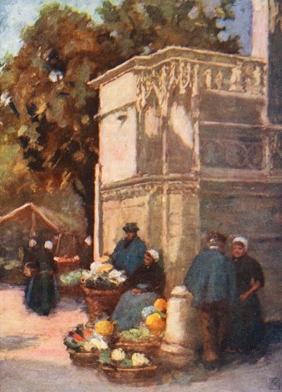 Fontanna Ludwika XII, Blois (kolorowa litografia) autorstwa Amy B. Atkinson