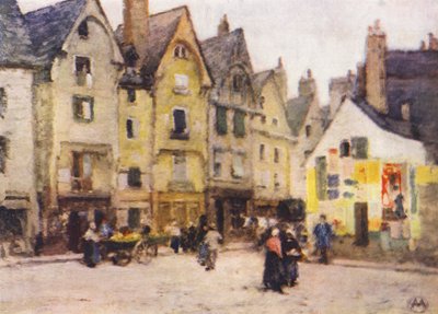 Place Plumereau, Tours (kolorowa litografia) autorstwa Amy B. Atkinson