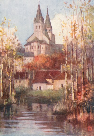 Saint Ours, Loches (kolorowa litografia) autorstwa Amy B. Atkinson