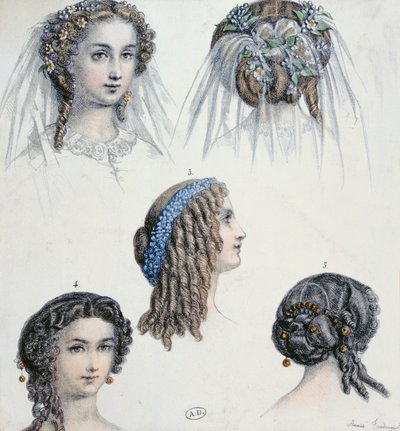 Fryzura panny młodej i innych, ok. 1853 autorstwa Anais Toudouze