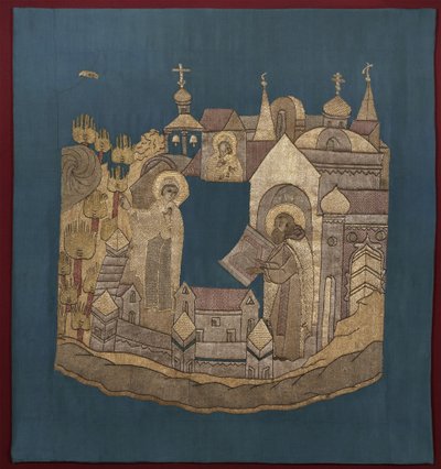 Ukazanie się Matki Bożej św. Cyrylowi z Biełozerska w klasztorze Simonow Podea, 16201635 autorstwa Ancient Russian Art