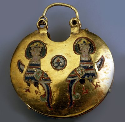 Złota zawieszka Kolt z ptakami Sirin, XI-XII w. autorstwa Ancient Russian Art