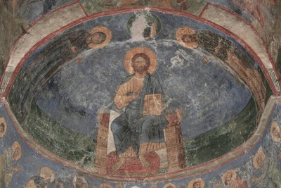 Chrystus na tronie Zbawiciela Świata, XII wiek autorstwa Ancient Russian frescos