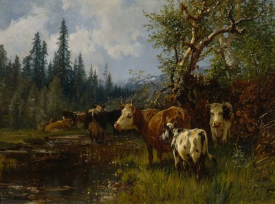 Krowy nad jeziorem autorstwa Anders Askevold