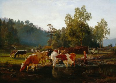 Krowy nad rzeką autorstwa Anders Askevold