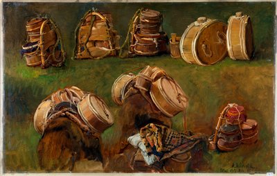 ""Etude de bats pour bete de somme"" (Badanie siodełek i innych obiektów) Peinture d