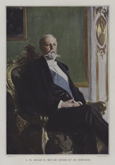 Oscar II, król Szwecji i Norwegii (kolor lito) autorstwa Anders Leonard (after) Zorn