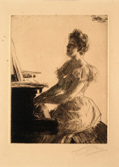 Przy fortepianie (panna Anna Burnett) autorstwa Anders Leonard Zorn