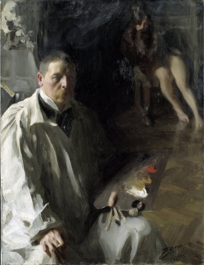 Autoportret z Modelem par Zorn, Andersem Leonardem (1860-1920). Olej na płótnie, format : 117x94 autorstwa Anders Leonard Zorn