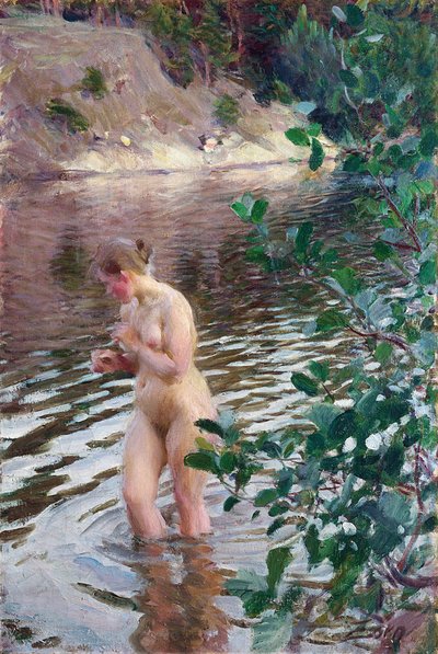 Zimny strumień par Zorn, Anders Leonard (1860-1920). Olej na płótnie, rozmiar : 98x66 autorstwa Anders Leonard Zorn