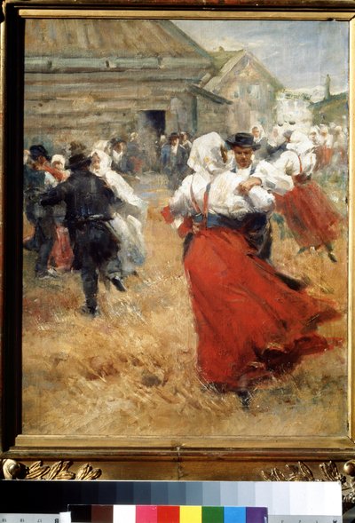 Święto wiejskie (święto wiejskie) Pary chłopskie tańczące na festynie wiejskim. Obraz Andersa Leonarda Zorna (1860-1920) Muzeum Sztuk Pięknych im. Puszkina, Moskwa autorstwa Anders Leonard Zorn