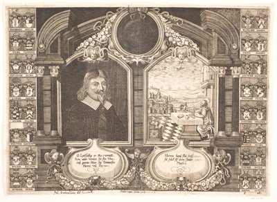 Johan Brockenhuus i scena z ewangelistą Mateuszem. Na kazanie pogrzebowe autorstwa Anders Ottesen