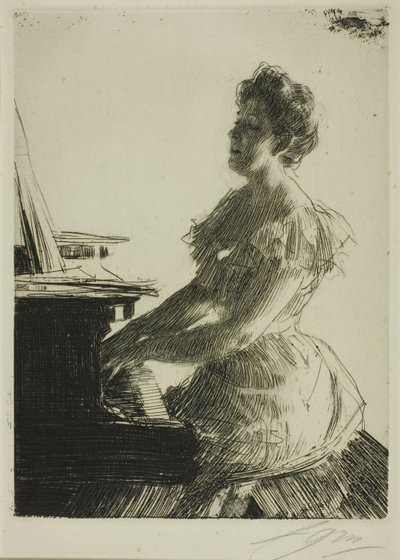 Przy fortepianie autorstwa Anders Leonard Zorn