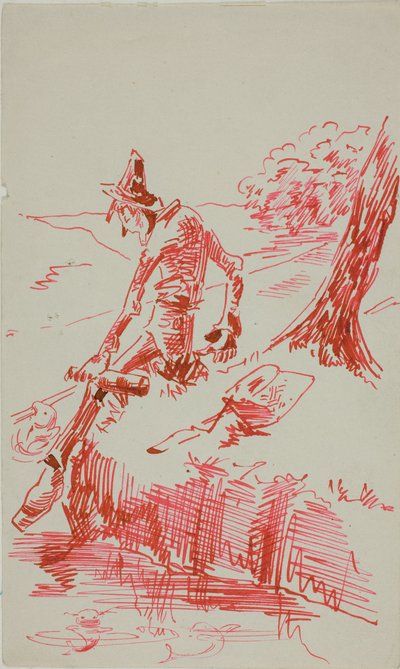 Mężczyzna łowiący ryby i trzymający butelkę autorstwa Anders Zorn