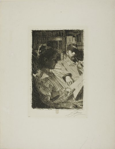 Czytanie (Pan i Pani Ch. Deering) autorstwa Anders Leonard Zorn