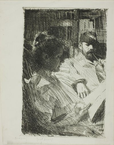 Czytanie (Pan i Pani Ch. Deering) autorstwa Anders Leonard Zorn