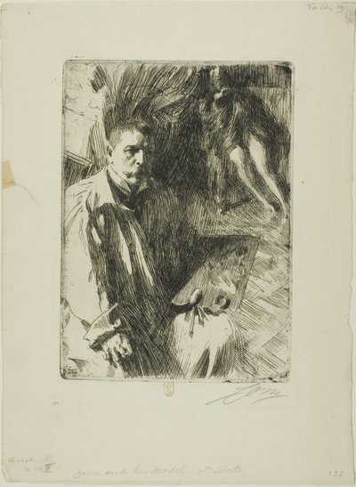 Autoportret z modelem II autorstwa Anders Leonard Zorn