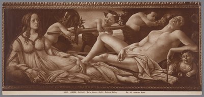 Reprodukcja fotograficzna obrazu Wenus i Mars Sandro Botticellego Londra, Botticelli, Marte, Venere e Satiri, National Gallery (tytuł na obiekcie) autorstwa Anderson (firma)