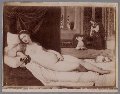 Reprodukcja fotograficzna obrazu Wenus z Urbino autorstwa Tycjana Firenze, Venere (Tiziano Gall. Uff.) (tytuł na obiekcie) autorstwa Anderson (firma)