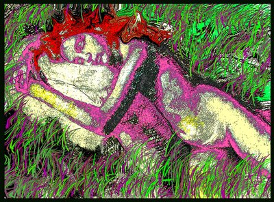 SLEEP IN WHICH CLONED GRASS 2002, 2002 (Obraz cyfrowy) autorstwa Ando Gilardi