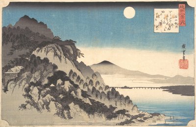 Jesienna pełnia księżyca w świątyni Ishiyama Ishiyama shugetsu, z serii Eight Views of..., 1834-35. autorstwa Ando Hiroshige