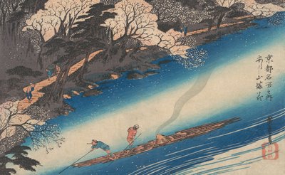 Kwitnąca Wiśnia w Arashiyama, z cyklu Słynne miejsca Kioto, ok. godz. 1834., ca. 1834. autorstwa Ando Hiroshige