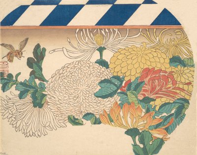 Chryzantemy w kształcie wachlarza, lata czterdzieste XIX wieku, lata czterdzieste XIX wieku. autorstwa Ando Hiroshige