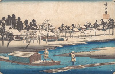Bezchmurna pogoda po śniegu w Massaki. autorstwa Ando Hiroshige