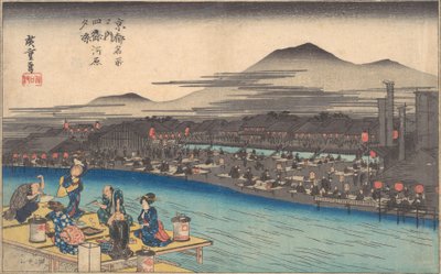 Wieczorne ochłodzenie w Shijogawarze, ok. godz. 1834., ca. 1834. autorstwa Ando Hiroshige