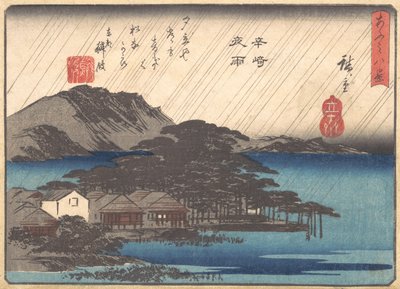 Wieczorny deszcz pod sosną Karasaki, ok. godz. 1834-35. autorstwa Ando Hiroshige