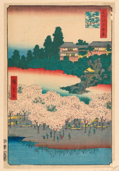Pawilon Kwiatowy, Wzgórze Dango, Sendagi (Sendagi, Dango-zaka Hana-yashiki) Z serii Sto słynnych widoków Edo autorstwa Ando Hiroshige
