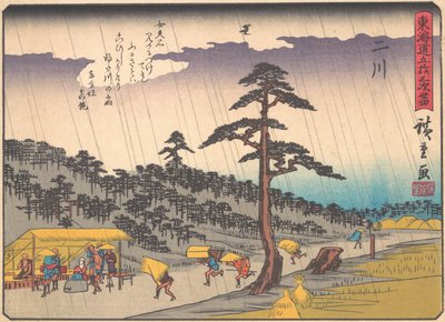 Futakawa, z serii Pięćdziesiąt trzy stacje drogi Tokaido, hrabia..., początek XX wieku. autorstwa Ando Hiroshige