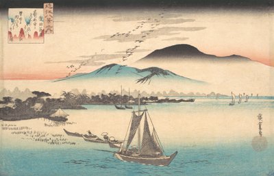Gęsi lecące do Katady. autorstwa Ando Hiroshige